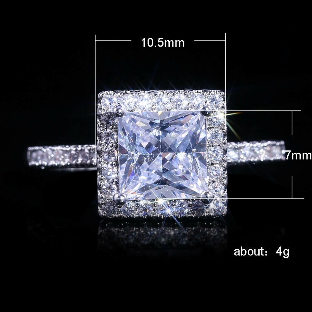 925 Silver Ring Princess Cut white Sapphire NEW - Picture 3 of 7